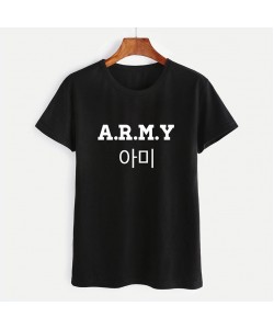 ARMY T - shirts english, digital letters, street short-sleeved