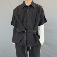 Niche Black Vest Casual Short-sleeved Shirts