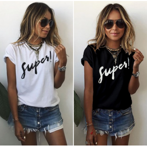 Summer Style Mascara Red Lip Pattern Printed Short Sleeve T-shirts