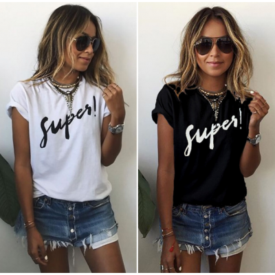 Summer Style Mascara Red Lip Pattern Printed Short Sleeve T-shirts
