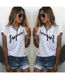 Summer Style Mascara Red Lip Pattern Printed Short Sleeve T-shirts