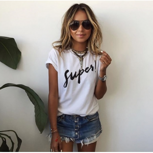 Summer Style Mascara Red Lip Pattern Printed Short Sleeve T-shirts