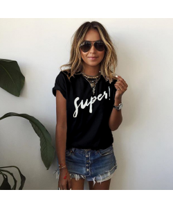 Summer Style Mascara Red Lip Pattern Printed Short Sleeve T-shirts