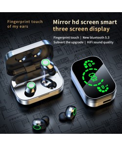 YD03 Wireless Bluetooth Headset TWS Large Screen Smart Digital Display In Ear Breathing Light