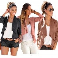 Imitation leather patchwork irregular coat