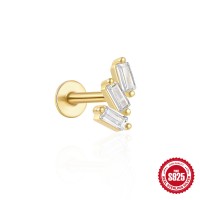 S925 Sterling Silver Moon Gem Trendy Piercing Earrings