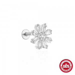 S925 Sterling Silver Moon Gem Trendy Piercing Earrings