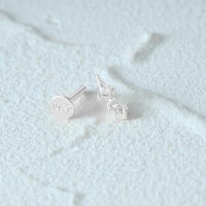 S925 Sterling Silver Moon Gem Trendy Piercing Earrings