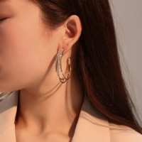 Exaggerated Earrings Geometric Cross Alloy Pattern Stud Earrings