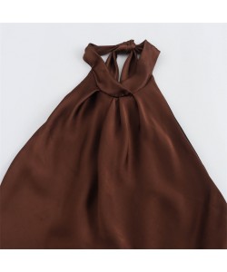 Women's French Silk Satin Textured Sling Dress