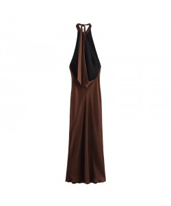 Women's French Silk Satin Textured Sling Dress