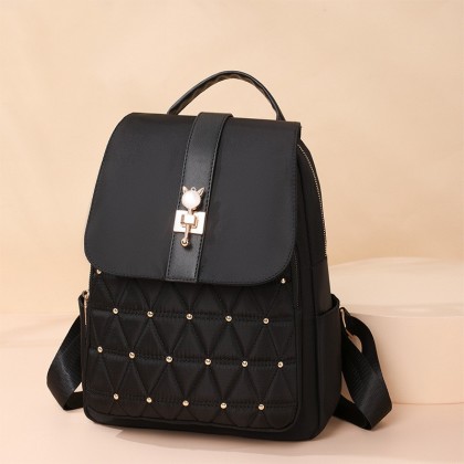 Women's Nylon Rhombus Large Capacity Travel Backpack