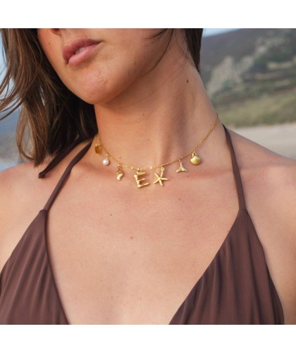 26 Bamboo Letter Necklace Starfish Shell