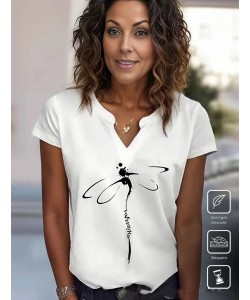 V-neck Spring And Summer Short Sleeve Solid Color Loose Top