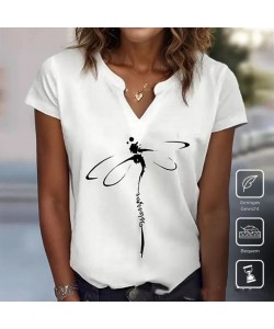 V-neck Spring And Summer Short Sleeve Solid Color Loose Top