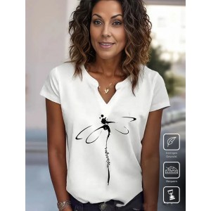 V-neck Spring And Summer Short Sleeve Solid Color Loose Top