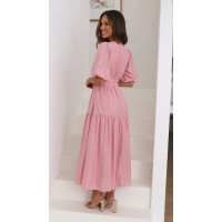 V-neck Waist-tight Mid-length Dress