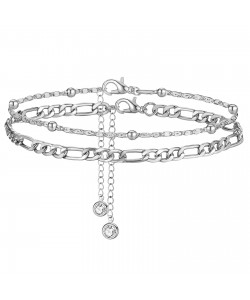Double-circle Anklet Simple Fashion Cuban Link Chain Layered
