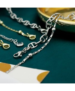 Double-circle Anklet Simple Fashion Cuban Link Chain Layered