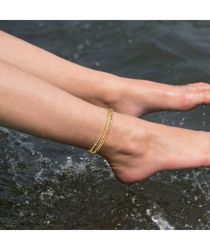 Double-circle Anklet Simple Fashion Cuban Link Chain Layered