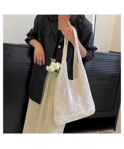 Solid Color Bag Knitted Bags Hollow Woven Bag
