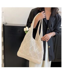 Solid Color Bag Knitted Bags Hollow Woven Bag