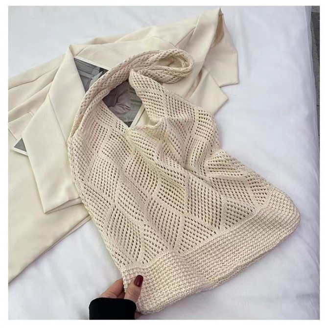 Solid Color Bag Knitted Bags Hollow Woven Bag