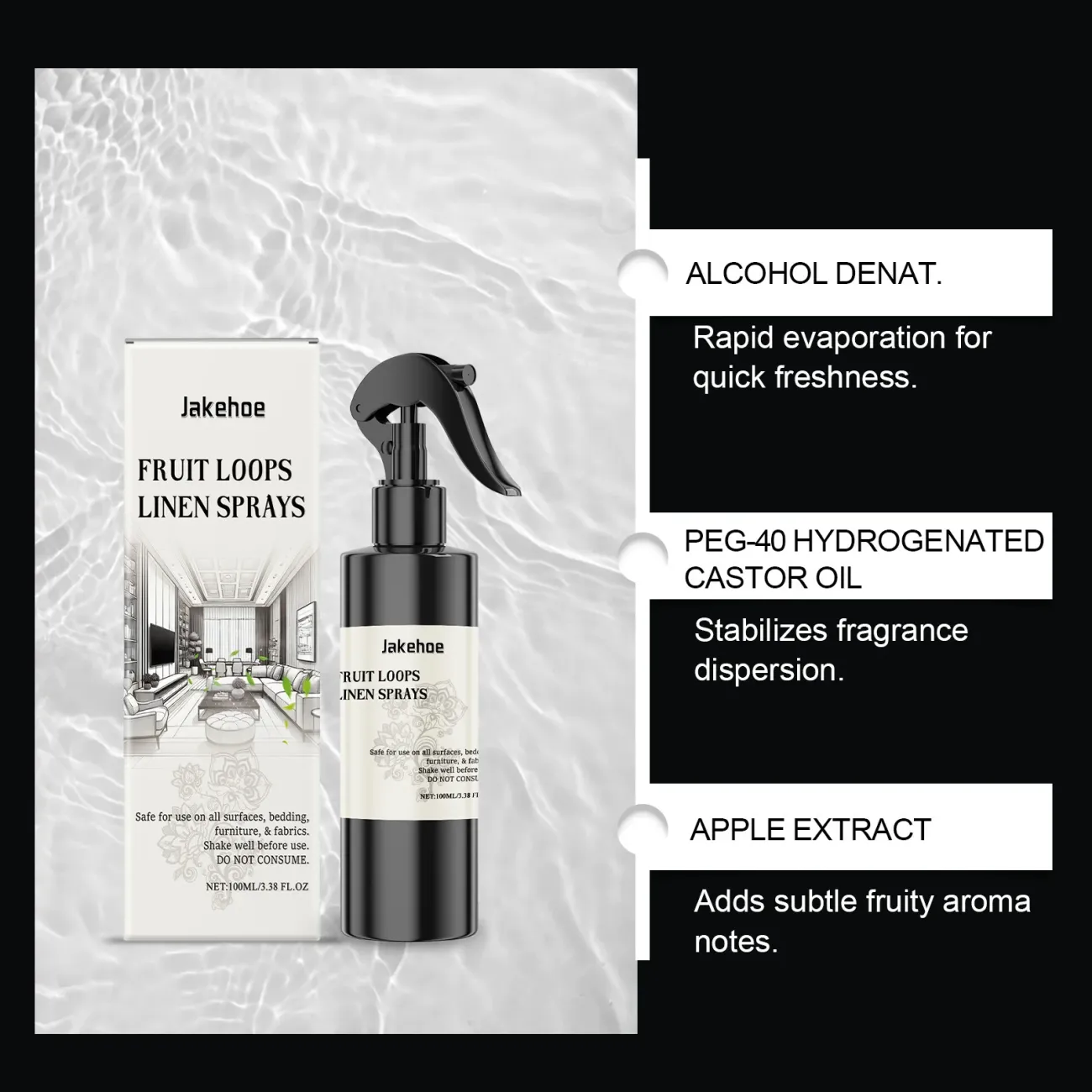 Cross-Border Jakehoe Fragrance Linen Spray Household Fragrance Spray Light Air Freshener Long-Lasting Fragrance