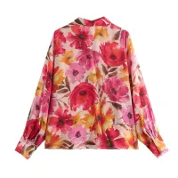 Fashion Street Hipster Lapel Flower Print Shirt
