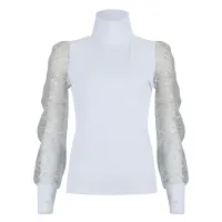 Shiny bead mesh thread sleeve stitching