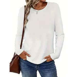 3 Pack Womens Plus Size Long Sleeve Shirts Crew Neck Basic Tee Tops Loose Fit Fall Outfits For Women 1X-5X