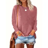3 Pack Womens Plus Size Long Sleeve Shirts Crew Neck Basic Tee Tops Loose Fit Fall Outfits For Women 1X-5X