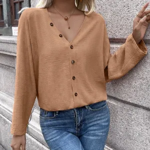 Casual Solid Single Breasted Cardigan Long Sleeve Shirt