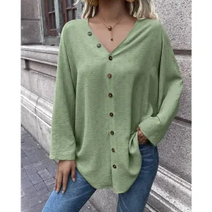 Casual Solid Single Breasted Cardigan Long Sleeve Shirt