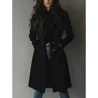 Women's Long Trench Coat - Casual Loose Fit Fall Winter Outerwear Jacket For Daily Wear