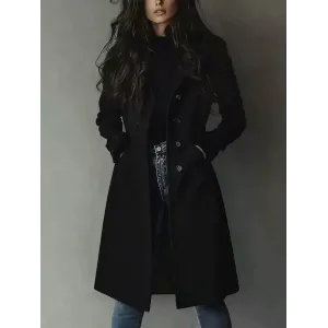 Women's Long Trench Coat - Casual Loose Fit Fall Winter Outerwear Jacket For Daily Wear