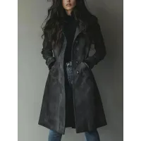 Women's Long Trench Coat - Casual Loose Fit Fall Winter Outerwear Jacket For Daily Wear