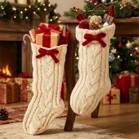 Christmas Decorative Sock Cable-knit Ornament