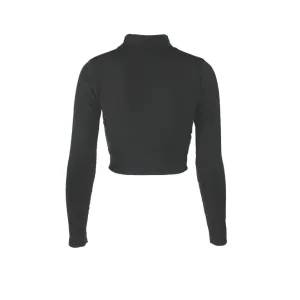 Europe Sexy Hollow Cross-border Long-sleeved High-necked Blouses Short Top