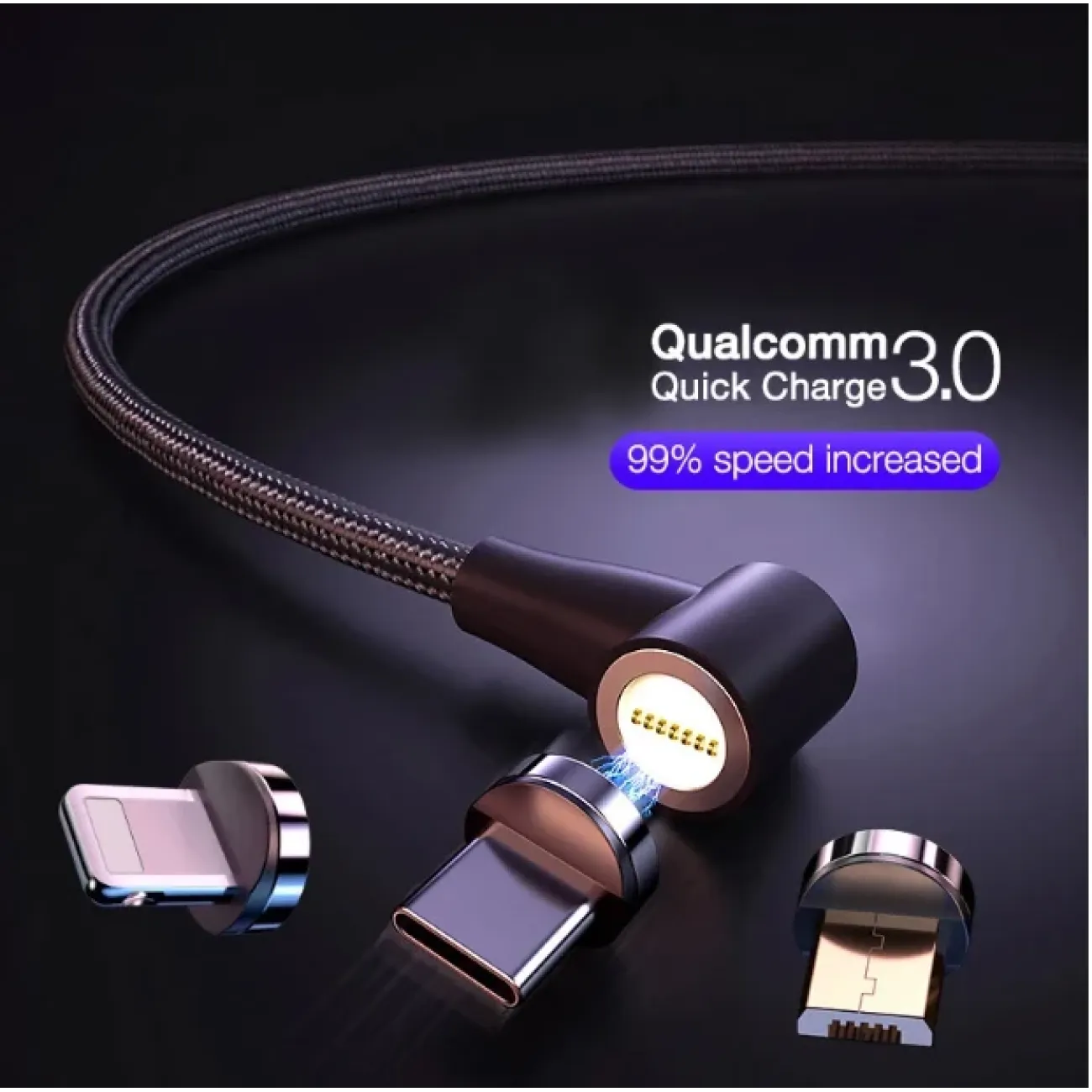 Compatible with Apple , Magnetic USB Cable Fast Charging Micro USB Type C Data Wire Cord Magnet Charger Mobile Phone Cable