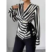 Womens Casual Striped Long-sleeve Shirt