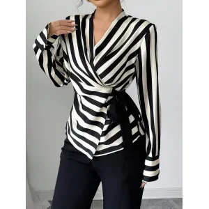 Womens Casual Striped Long-sleeve Shirt