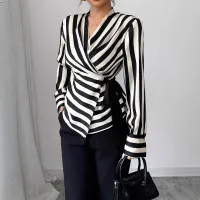 Womens Casual Striped Long-sleeve Shirt