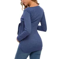 Long Sleeve V Neck Maternity Blouses And Tops For Pregnan