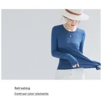 Basic Crew Neck Viscose Tops Women Slim Fitted Long Sleeve T Shirt Essential Shirts Solid Colors S to 2xl