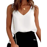 Women Tank Top Summer Casual V Neck Camisole Blouses Loose Sleeveless Cami Basic Tank Shirt