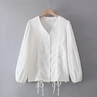Women's Loose Plus Size Fashion Drawstring Bottoming Shirt Long Sleeve Shirt