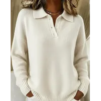 Women's Contrast Plaid Knit Sweater Casual Long Sleeve Pullover Top For Fall Winter Clothing