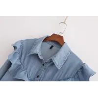 Ruffled denim shirt