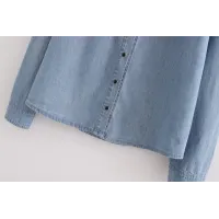 Ruffled denim shirt